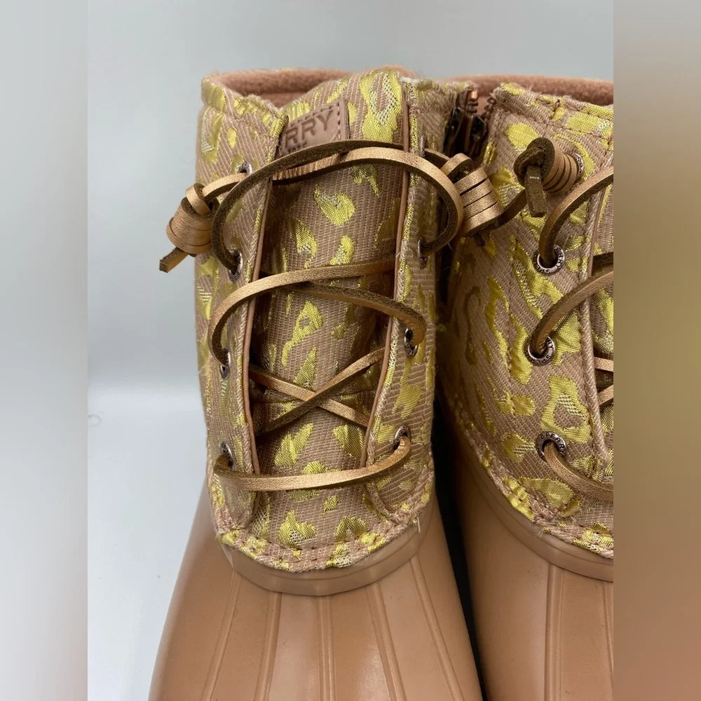 Sperry Tan and Gold Duck Boots